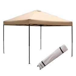 Blissun 10 x 10 Ft Outdoor Portable Instant Pop-Up Canopy Tent with Roller Bag (New Beige)