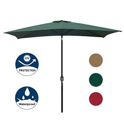 Blissun Rectangular Patio Umbrella Outdoor Market Table Umbrella with Push Button Tilt and Crank ...