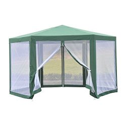 Outsunny Outdoor Hexagon Party Gazebo with Mesh Side Walls