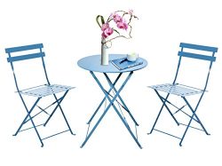 Grand patio 3-Piece Folding Outdoor Bistro Sets, Portable Steel Patio Furniture Sets, Weather-Re ...