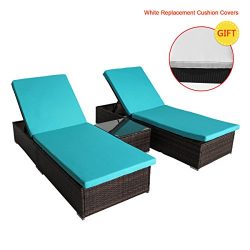 URSTAR Outdoor Patio Lounge Adjustable Chair Textilene for Beach Yard, 5 Reclining Positions (3  ...