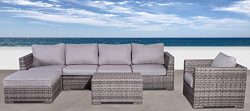 Cabana Collection Outdoor Wicker Patio Furniture Sectional Conversation Sofa Set For Backyard, P ...