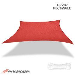 Shade Screen 16′ x 16′ Sun Shade Sail for Patio Backyard Deck UV Block Fabric – ...