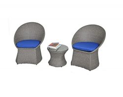 Outdoor Rattan Wicker Bistro Set Garden Patio Furniture Conversation Chair & Table Cushioned ...