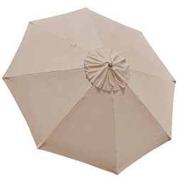 EliteShade 9ft Patio Umbrella Replacement Market Table Outdoor Umbrella Canopy 8 Ribs (Beige)