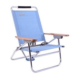 #WEJOY 4-Position Beach Chair Folding Beach Lounge Cooler Chair Lay Flat Aluminum Frame Backpack ...