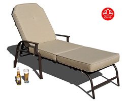 Kozyard Maya Outdoor Chaise Lounge Weather & Rust Resistant Steel Chair with Polyester Fabri ...