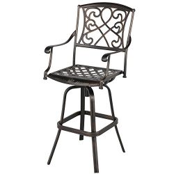 Topeakmart Extra Wide Outdoor Patio Chair Pub Height 360 Degree Swivel Bar Stools Cast Aluminum  ...