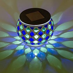 Solar Mosaic Glass LED Decorative Table Light (Blue and Green)