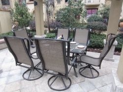 Pebble Lane Living 7pc Grand Regent Swivel Rocking Sling Patio Dining Furniture Set