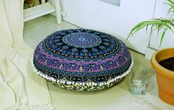 Popular Handicrafts Large Hippie Mandala Floor Pillow-Cushion-Pouf Cover Round Bohemian Yoga Dec ...