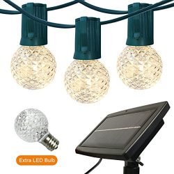 Outdoor String Lights Patio Lights – 24ft G40 Solar Powered LED String Lights Globe Lights ...