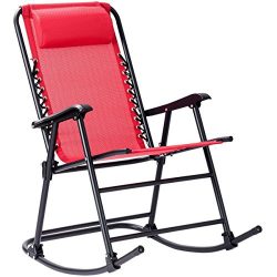 Goplus Folding Rocking Chair w/Headrest Patio Pool Yard Outdoor Portable Zero Gravity Chair for  ...