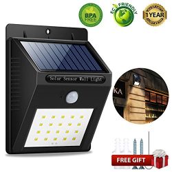 Solar Lights Outdoor, Wireless 20 LED Motion Sensor Solar Lights Waterproof Security Lights Sola ...