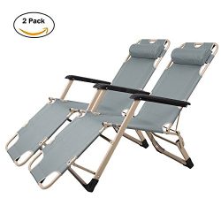 Lucky Tree 2 Pack Patio Lounge Chairs Outdoor Camping Reclining Chair Folding Flat Cot for Beach ...