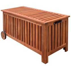 vidaXL Outdoor Storage Bench Deck Box Garden Wooden Patio Porch Cushion Pillow Storage