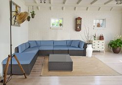 GOJOOASIS Outdoor Patio PE Wicker Rattan Sofa Sectional Furniture Conversation Set with Cushion  ...