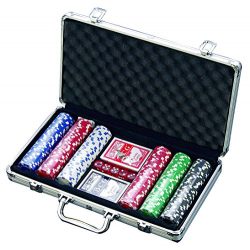 300 Chip Dice Style Poker Set In Aluminum Case (11.5 Gram Chips) , 2 decks of cards, 5 dice
