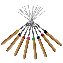 KEKU Marshmallow Roasting Sticks, Set of 8 Telescoping Rotating Smores Skewers & Hot Dog For ...