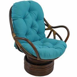 Blazing Needles Solid Twill Swivel Rocker Chair Cushion, 48″ x 24″, Aqua Blue