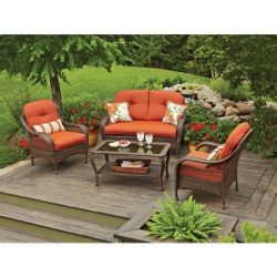 Conversation Set 4-Piece Patio 4 Seats Azalea Ridge, Burnt Orange