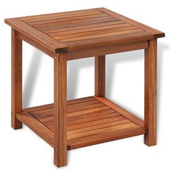 vidaXL Outdoor Acacia Wood End Table Oil Finished Patio Garden Furniture Porch Poolside