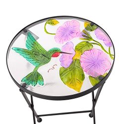 Adeco Round Side Table Plant Stand Flower Holder Accents Serving Snack Tea, Embossed Artistic Pa ...