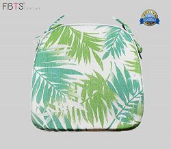 FBTS Prime Chair Cushion 16 x 17 Inches Indoor/Outdoor Seat Pads Square (Set of 2, Mint, Leaf) f ...