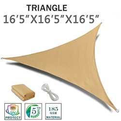 SUNNY GUARD 16’5” x 16’5” x 16’5” Sand Triangle Sun Shade Sa ...