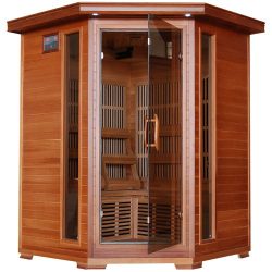 3-Person Cedar Corner Infrared Sauna w/ 7 Carbon Heaters
