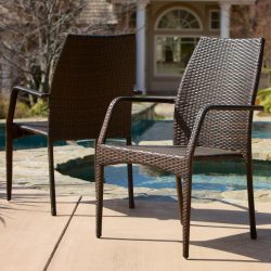 Outdoor Wicker Stacking Chairs | Set of 2 | Perfect For Patio | in Multibrown