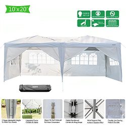 VINGLI Heavy Duty 10’x20′ Ez Pop Up Canopy Tent with 6 Removable Sidewalls Panels,Fo ...