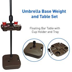 EasyGoProducts Umbrella Base Weight and Table Set, Plastic Universal Weighted Stand Water or San ...