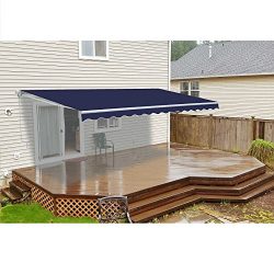 ALEKO AWM12X10BLUE30 Retractable Motorized Patio Awning 12 x 10 Feet Blue