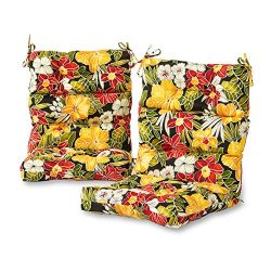 Greendale Home Fashions Outdoor High Back Chair Cushion (set of 2), Aloha Black