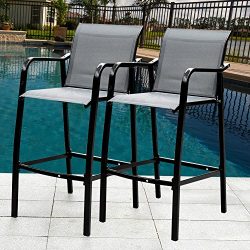 Sundale Outdoor Counter Height Bar Stool All Weather Patio Furniture with Quick-dry Textilene Fa ...