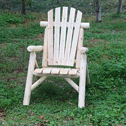 KdGarden Cedar/Fir Log Patio Adirondack Chair – Comfy Wood Lounge Chair for Outdoor Yards, ...