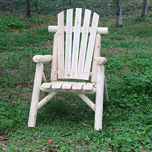 KdGarden Cedar/Fir Log Patio Adirondack Chair Comfy Wood Lounge Chair