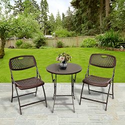 Le Papillon 3PC Bistro Set Folding Round Table And Chair Set Outdoor Furniture