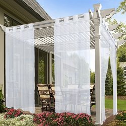 LIFONDER Outdoor Sheer Curtain 96 – Indoor/Outdoor Ring Top Window Voile Curtain Drape for ...