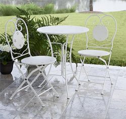 Cosco 87611WHT1E Outdoor Living 3 Piece Bistro Patio Set