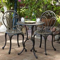 Christopher Knight Home Thomas Cast Aluminum Dark Gold 3-piece Bistro Set