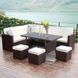 Wisteria Lane Patio Sectional Furniture Set,10PCS Outdoor Conversation Sofa All-Weather Wicker D ...