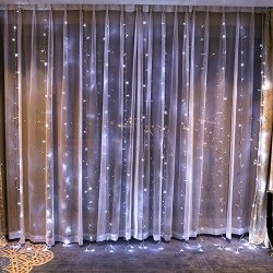 DLIUZ UL Safe 304 LED 9.8FT Linkable Curtain Lights Icicle Lights Fairy String Lights with 8 Mod ...