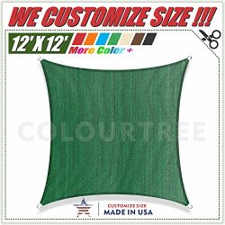 ColourTree 12′ x 12′ Sun Shade Sail Square Green Canopy Awning Shelter Fabric Cloth  ...