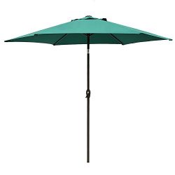 Le Papillon 9 ft Outdoor Patio Umbrella Aluminum Table Market Umbrella 6 Ribs Crank Lift Push Bu ...