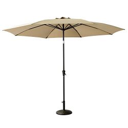 FLAME&SHADE 10ft Outdoor Patio Umbrella Market Parasol with Crank Lift, Fiberglass Rib Tips, ...