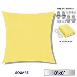 Windscreen4less 8′ x 8′ Square Sun Shade Sail – Solid Canary yellow Durable UV ...