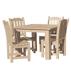 Highwood AD-DNL44-TAU Lehigh 5 Piece Square Dining Set, Tuscan Taupe