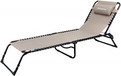 KingCamp 3 Positions Camping Cot Patio Foldable Chaise Lounge Cot Bed for Beach Camping Pool Sli ...